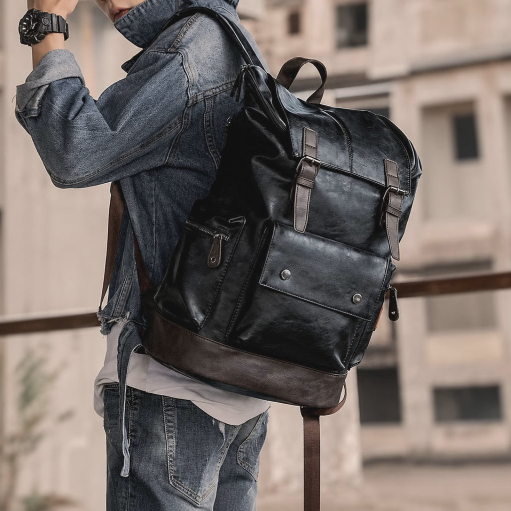 Sac à Dos en Cuir PU Anti-Vol Business pour Homme