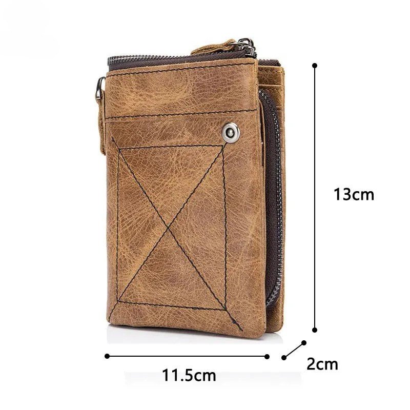 Portefeuille Court en Cuir Véritable Rétro - 1001 Sacs