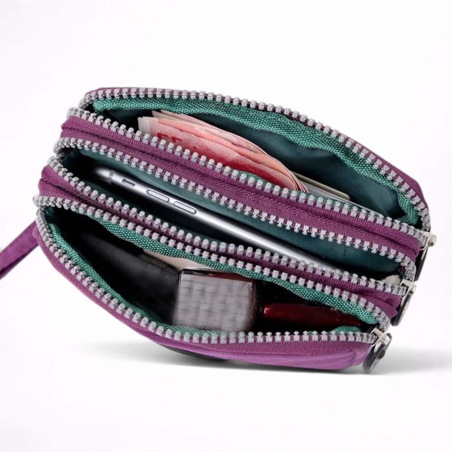 Portefeuille Pochette Maquillage Triple Zip - 1001 Sacs