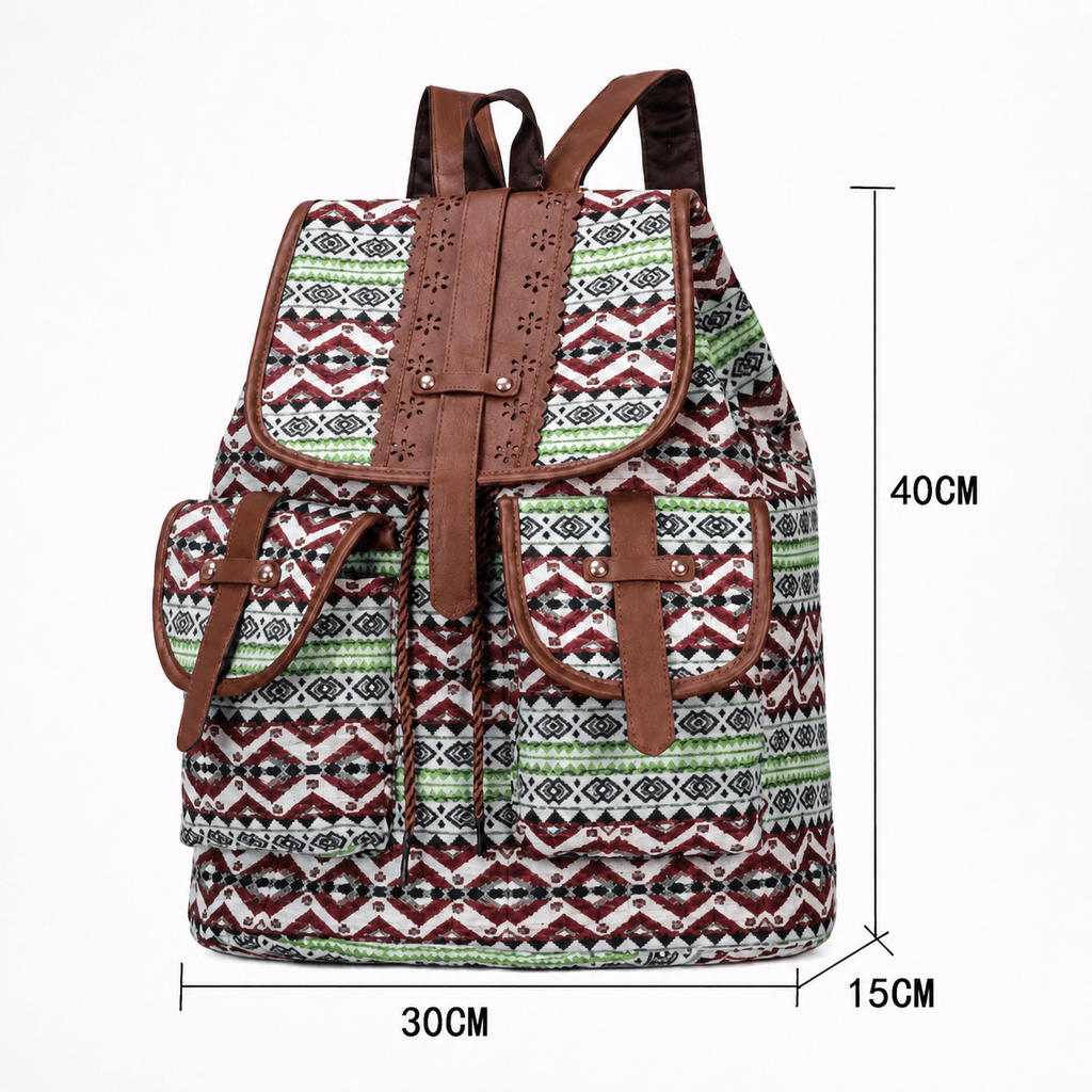Sac à Dos en Toile Ethnique pour Voyageur et Étudiant - 1001 Sacs