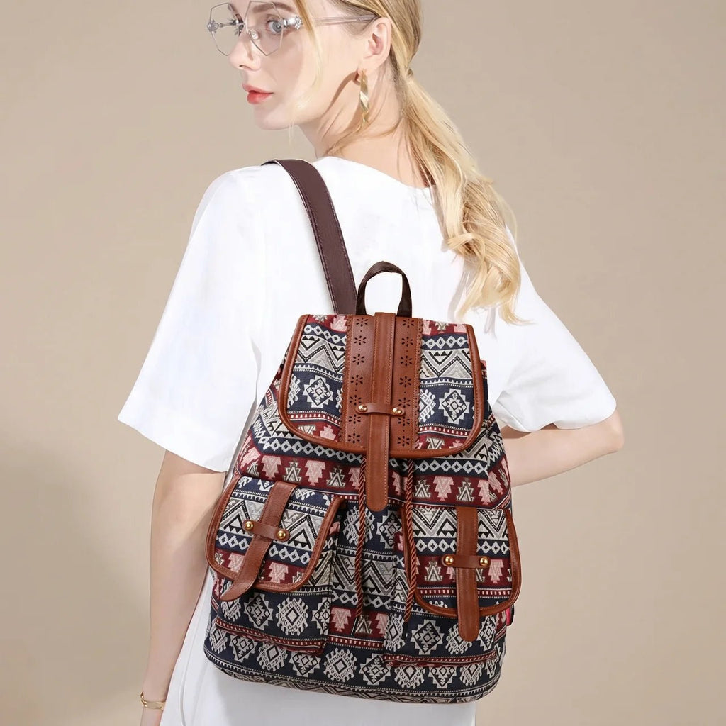 Sac à Dos en Toile Ethnique pour Voyageur et Étudiant - 1001 Sacs