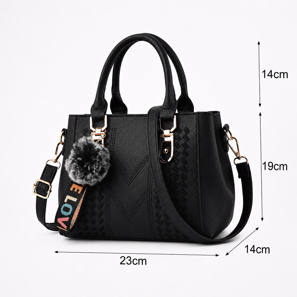 Sac à Main en Cuir Brodé avec Pompon pour Femme - 1001 Sacs