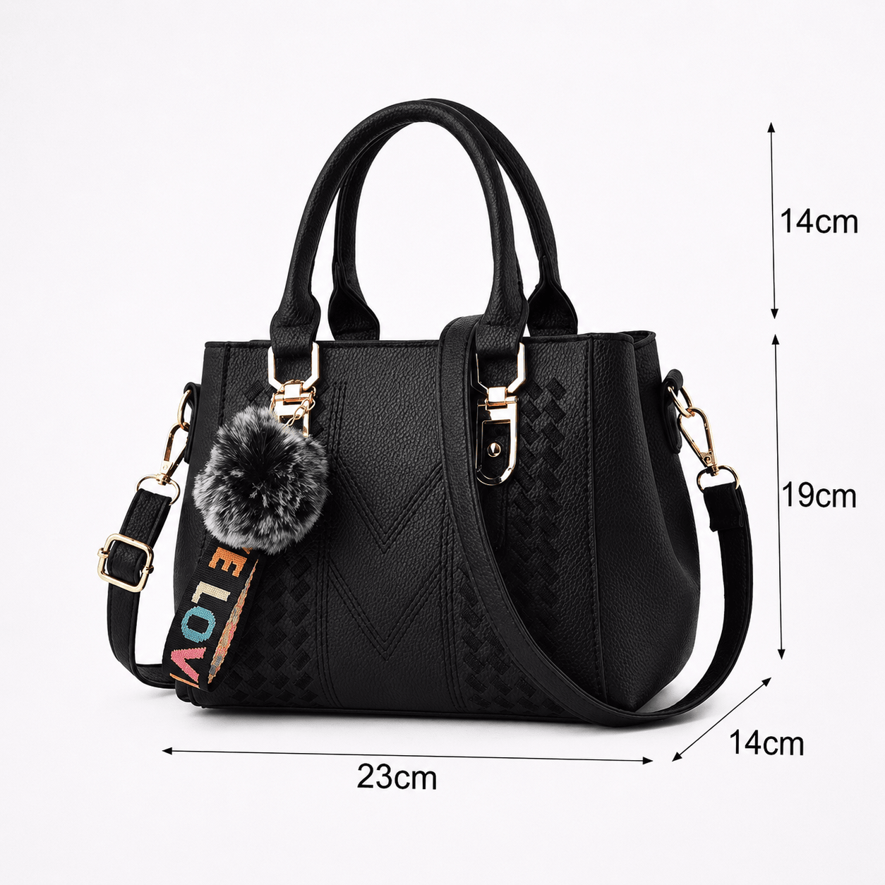 Sac à Main en Cuir Brodé avec Pompon pour Femme - 1001 Sacs