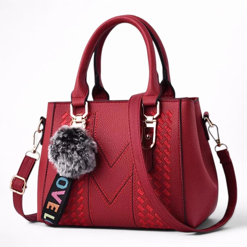 Sac à Main en Cuir Brodé avec Pompon pour Femme - 1001 Sacs