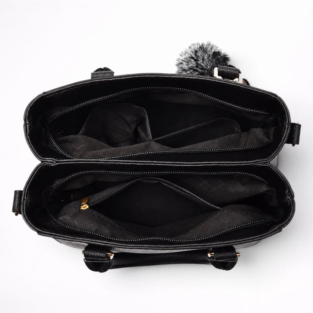 Sac à Main en Cuir Brodé avec Pompon pour Femme - 1001 Sacs