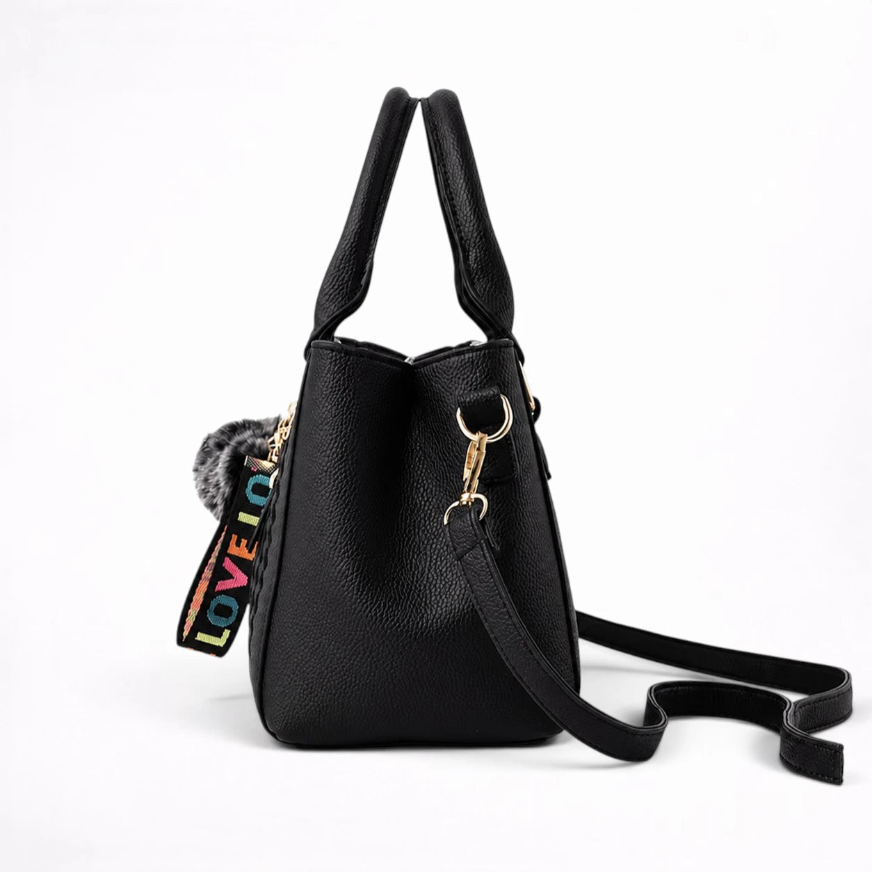 Sac à Main en Cuir Brodé avec Pompon pour Femme - 1001 Sacs