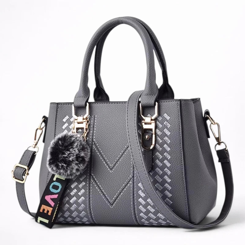 Sac à Main en Cuir Brodé avec Pompon pour Femme - 1001 Sacs