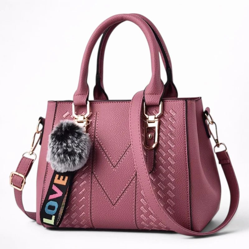 Sac à Main en Cuir Brodé avec Pompon pour Femme - 1001 Sacs