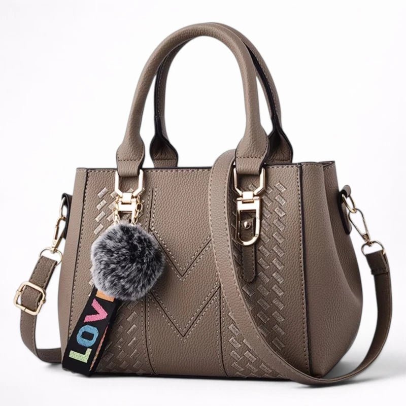 Sac à Main en Cuir Brodé avec Pompon pour Femme - 1001 Sacs