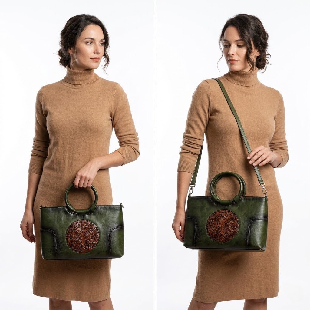 Sac à Main en Cuir Gaufré Rétro - 1001 Sacs