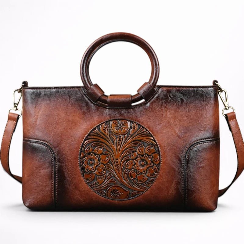 Sac à Main en Cuir Gaufré Rétro - 1001 Sacs
