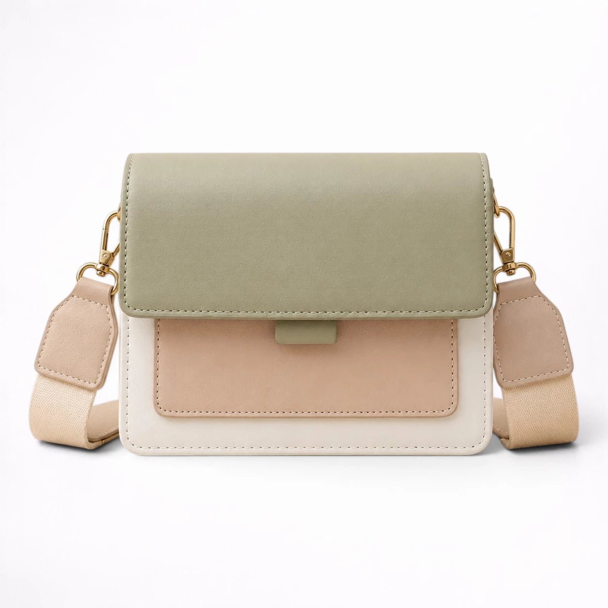 Sac à Rabat Bicolore en Cuir Bandoulière pour Femme - 1001 Sacs
