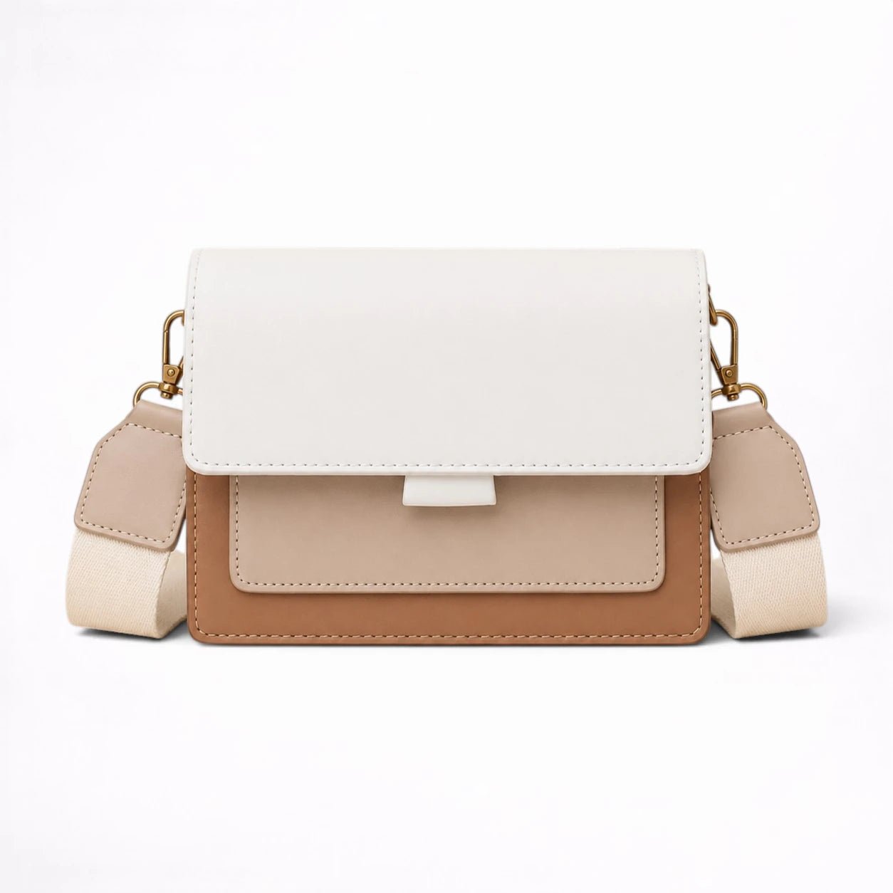 Sac à Rabat Bicolore en Cuir Bandoulière pour Femme - 1001 Sacs