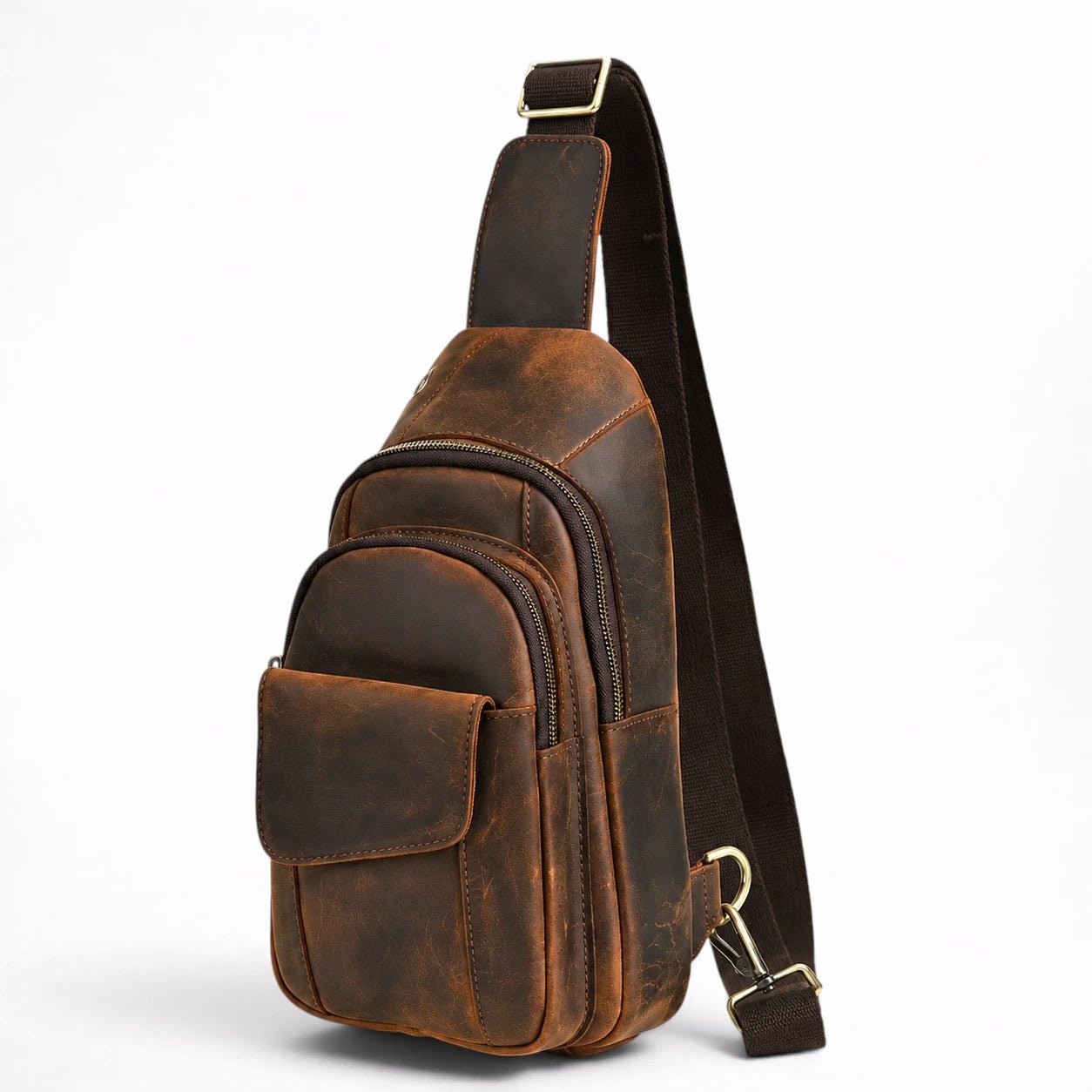 Sac Bandoulière en Cuir de Cheval Vintage pour Homme - 1001 Sacs
