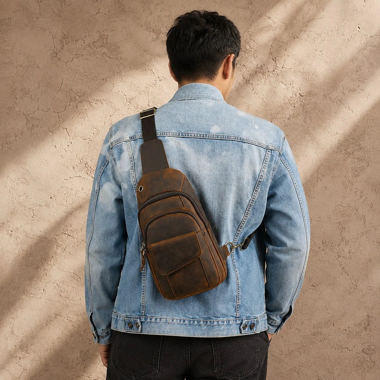 Sac Bandoulière en Cuir de Cheval Vintage pour Homme - 1001 Sacs