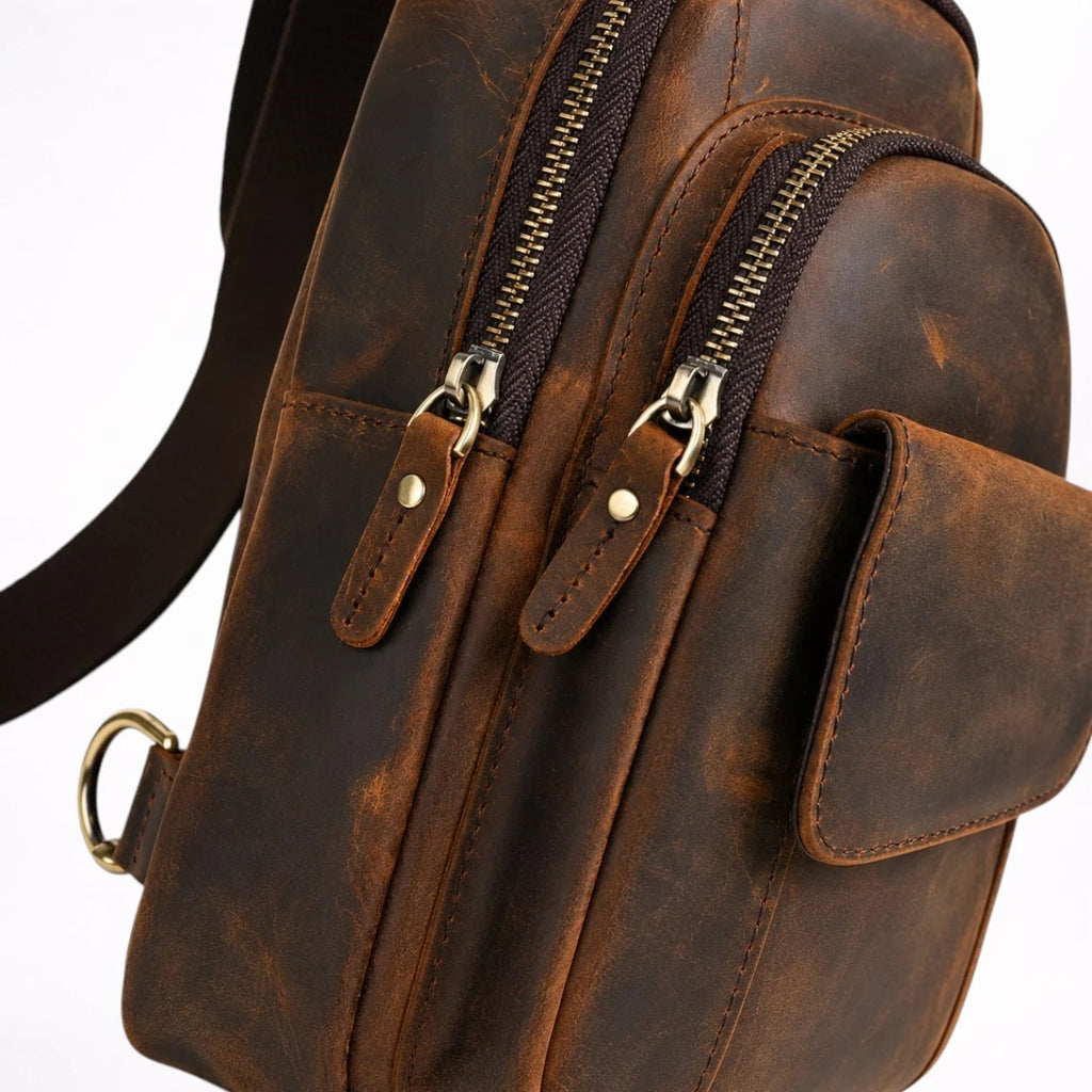 Sac Bandoulière en Cuir de Cheval Vintage pour Homme - 1001 Sacs