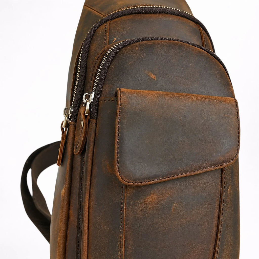 Sac Bandoulière en Cuir de Cheval Vintage pour Homme - 1001 Sacs